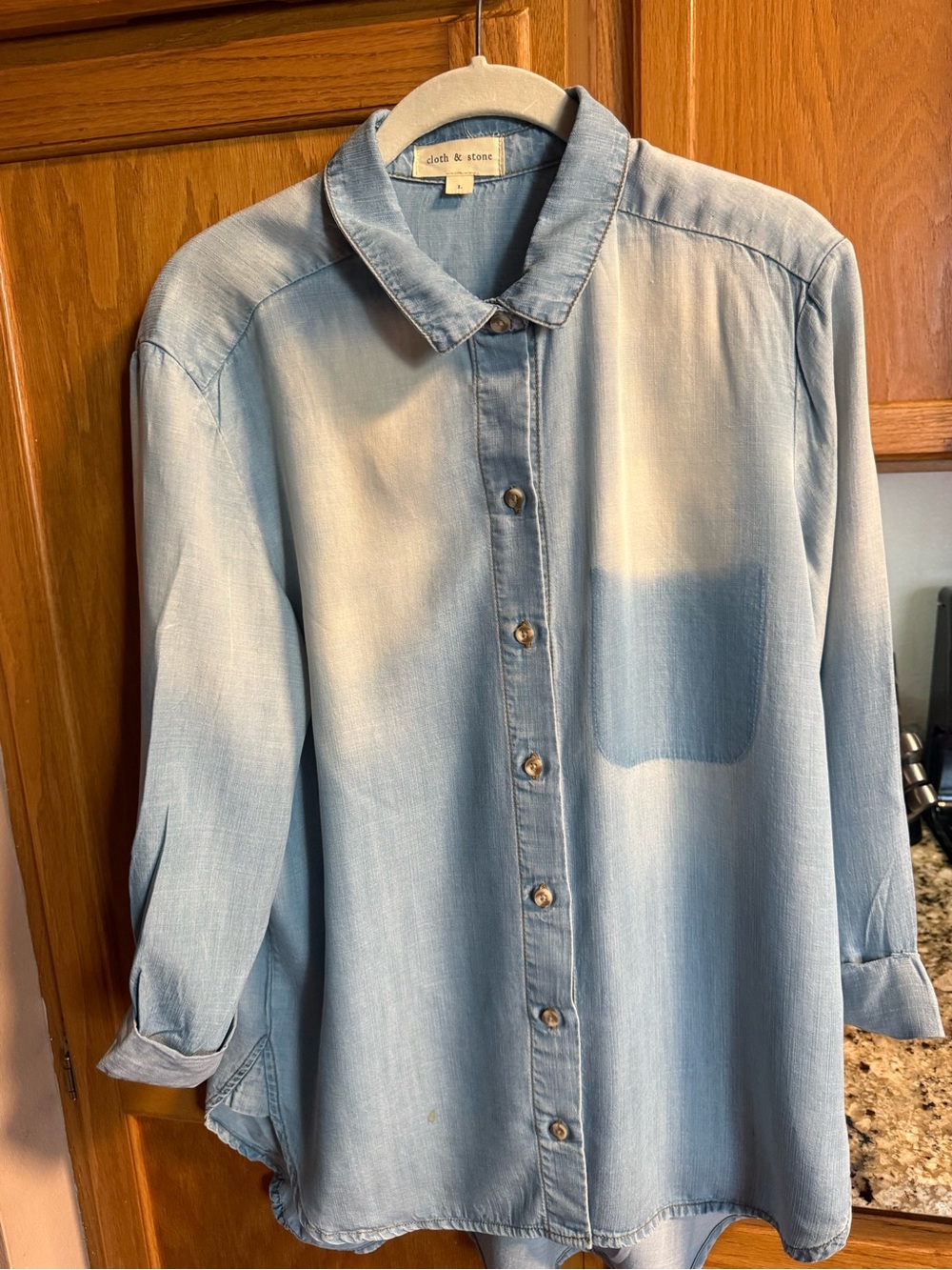 Cloth & Stone Anthropologie Dip-Dye Ombre Chambray Button Down Shirt Large